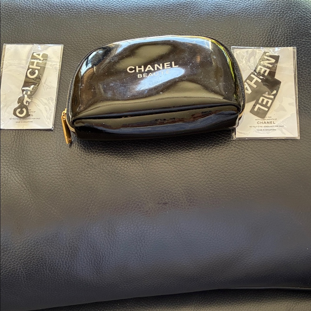 Chanel Black and Gold Beauty Pouch